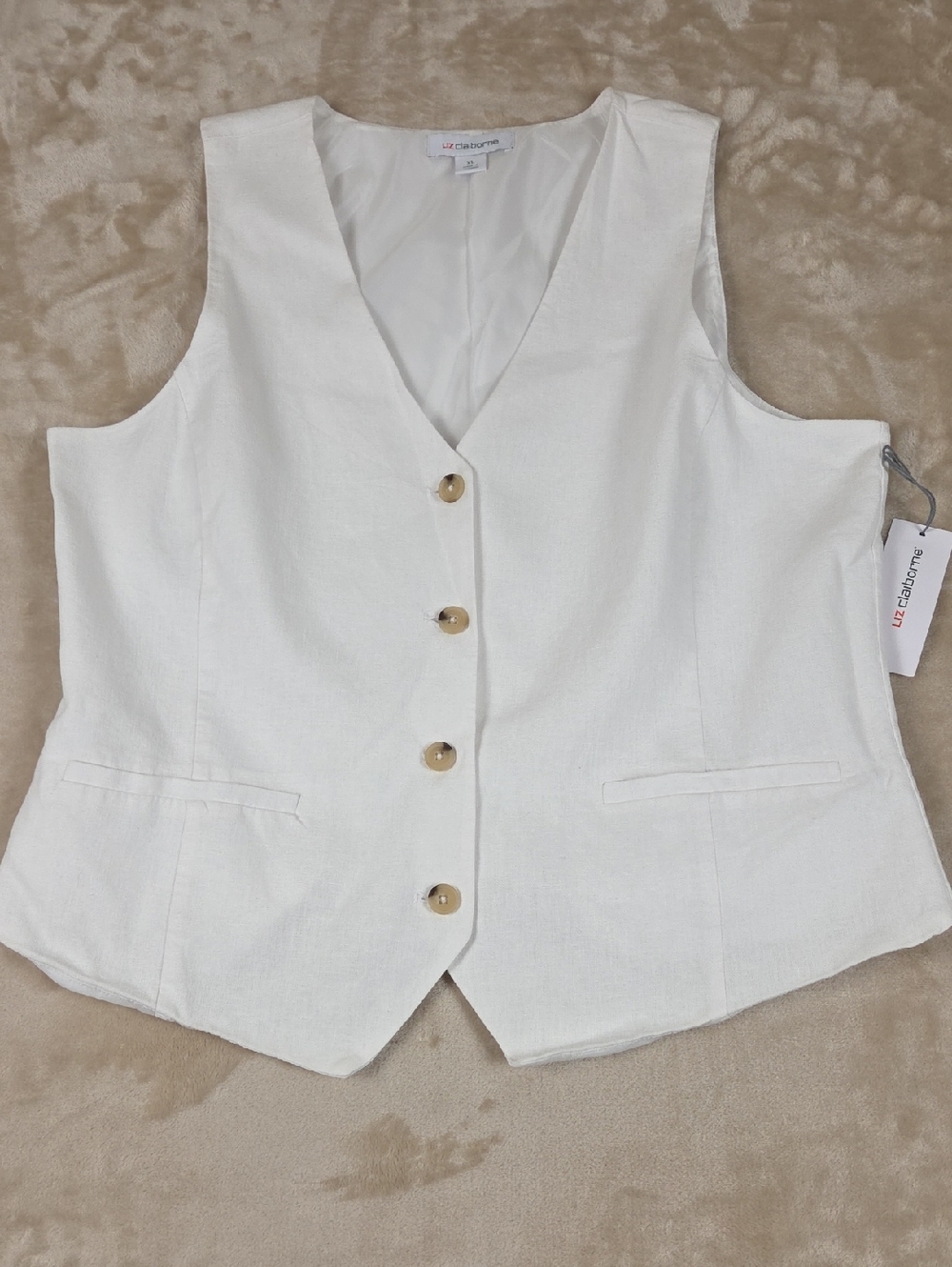 Liz Claiborne NWT Off-White Tailored Vest